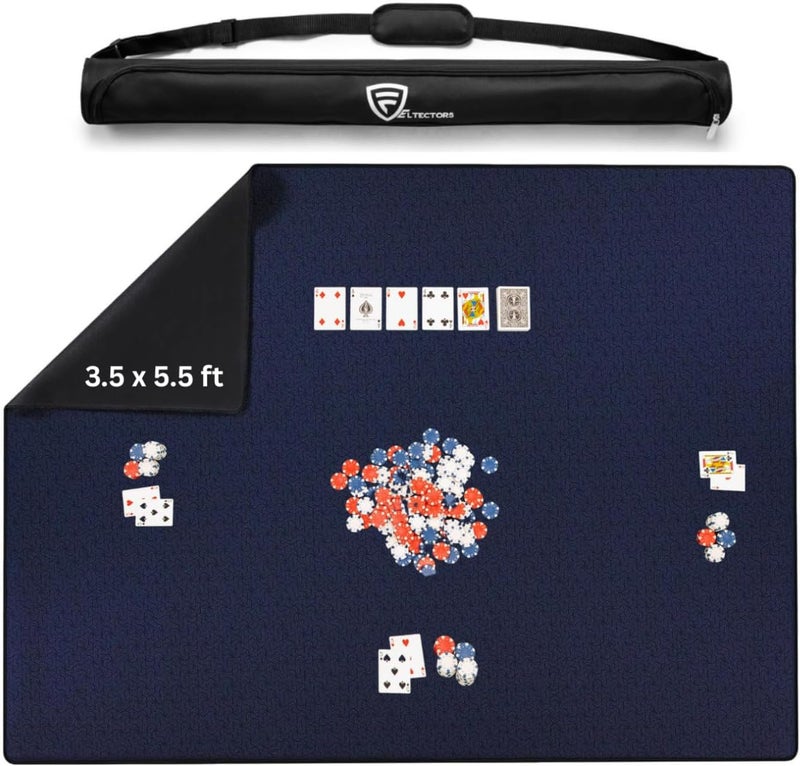 Feltectors Board Game Mat 42 x 66 Inches, Mahjong Mat for Table with Carrying Bag, Neoprene Playmat Anti Slip, Table Cover for Board Games, Tile, Poker, RPG and Dominoes - Blue - Image 1